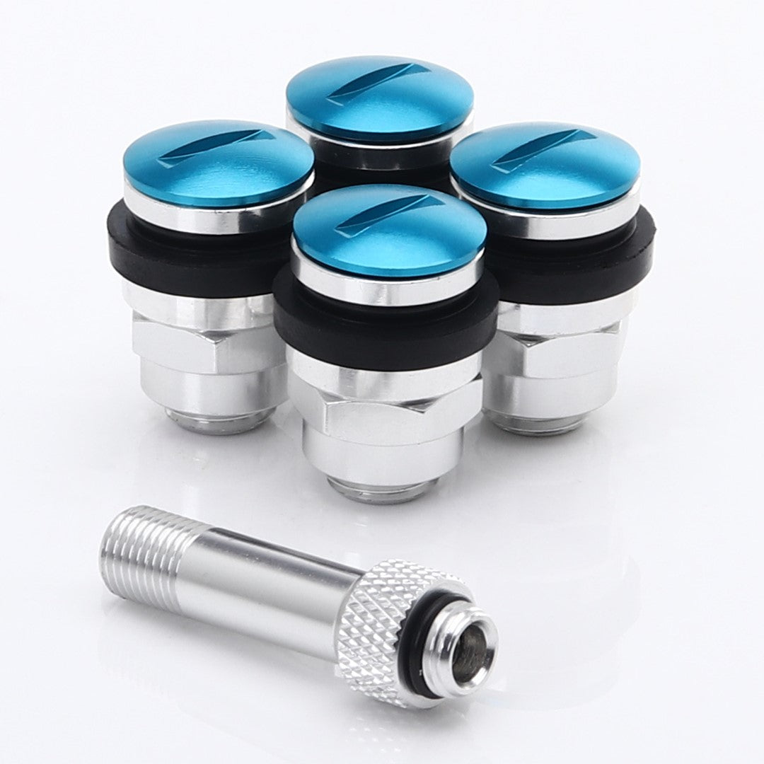 JR Wheels JRAV1-BL Set of Flat aluminum air valves JR v1 - BLUE