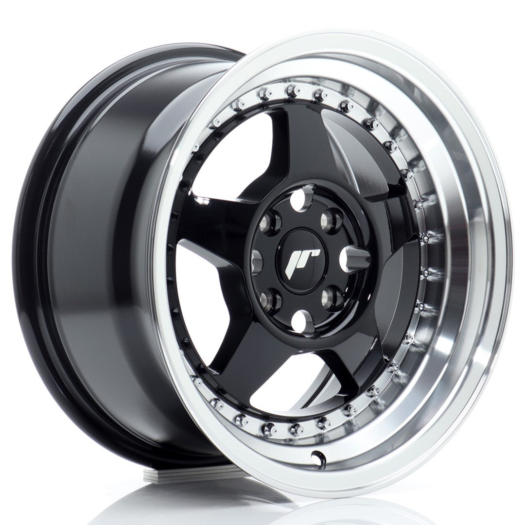 JR Wheels JR615804H2567GBL1 JR Wheels JR6 15x8 ET25 4x100 Gloss Black w/ Machined Lip