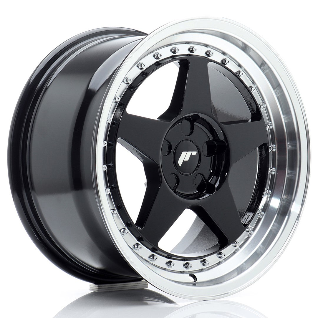 JR Wheels JR617905X2072GBL1 JR Wheels JR6 17x9 ET20-35 5H BLANK Gloss Black w/ Machined Lip