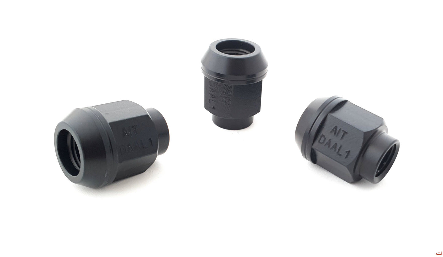 A.I.TECH AIT-DAAL1 ERGAL ALLOY COMPETITION NUT (BLACK) 12X1,5, EX 19MM, O.D. 22MM, CONICAL SEAT, TOTAL LENGHT 27MM