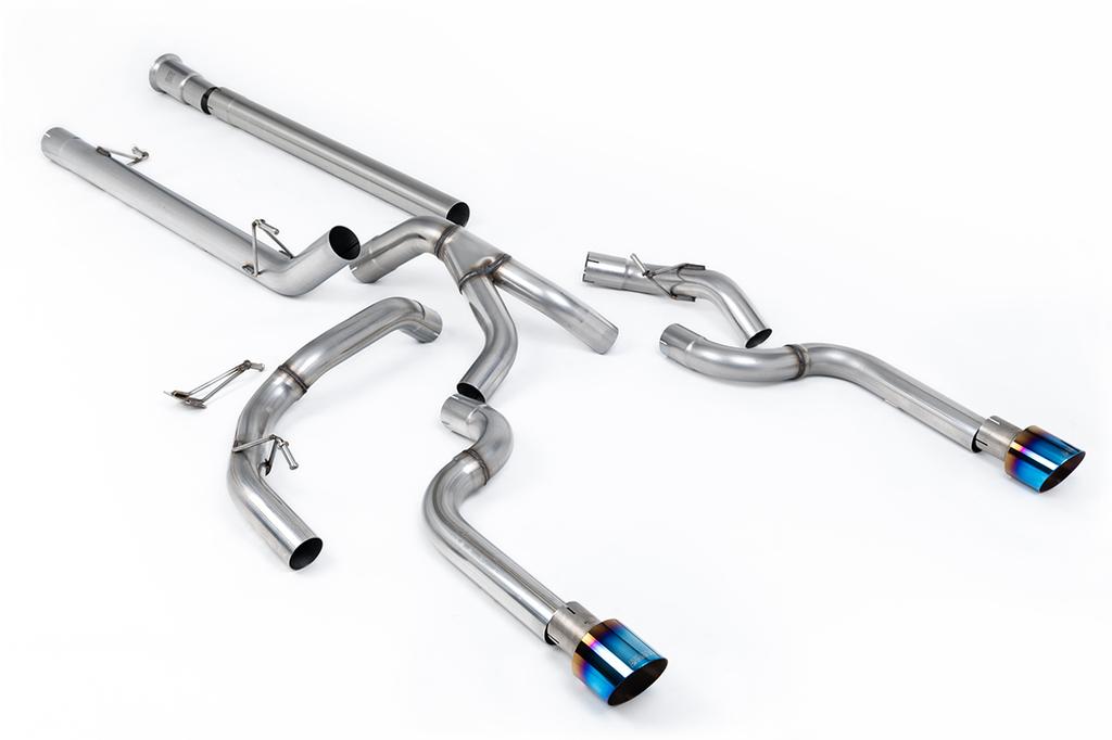 MillTek-SSXFD483-Cat-back Dual Outlet (Non Tremor Models) - Non-Resonated (Louder) with 2 x GT-100 Burnt Titanium Tips | ML Performance Car Parts