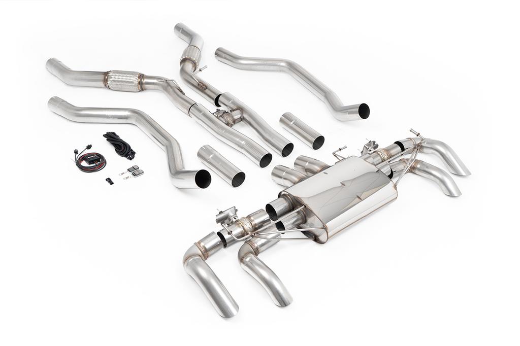 MillTek-SSXLR250-Particulate Filter-back Resonated with downturn Tips for OE Rear Bumper - with Valve Control | ML Performance Car Parts