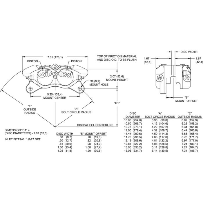 EBC 12016494 Wilwood Dynapro Brake Caliper Black anodized Axial Left & Right