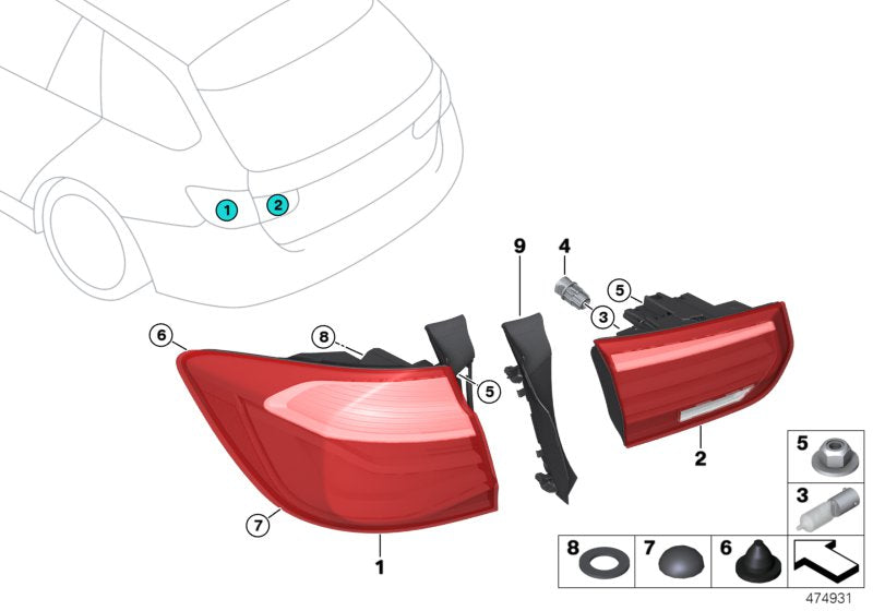 Genuine BMW 63217372210 Rear Light In The Side Panel, Right | ML Performance UK Car Parts