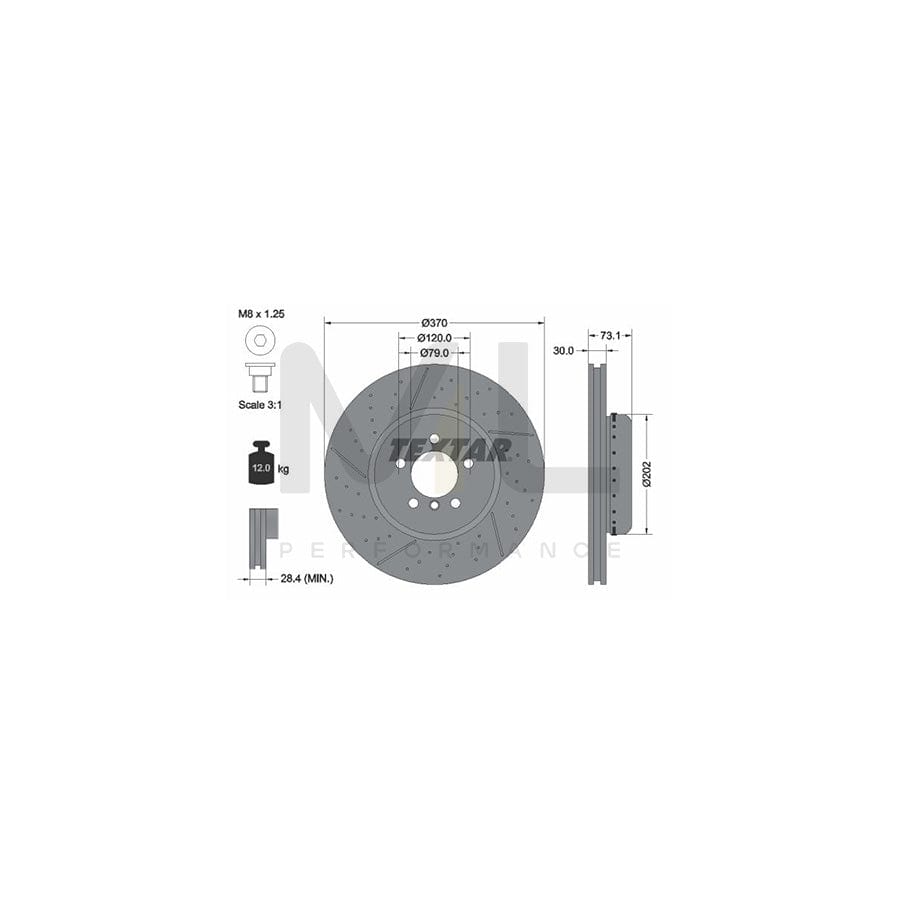 TEXTAR PRO+ 92265425 Brake Disc Drilled dimples, Internally Vented, Slotted, Two-piece brake disc, Coated, High-carbon, with bolts/screws, without wheel hub, without wheel studs | ML Performance Car Parts