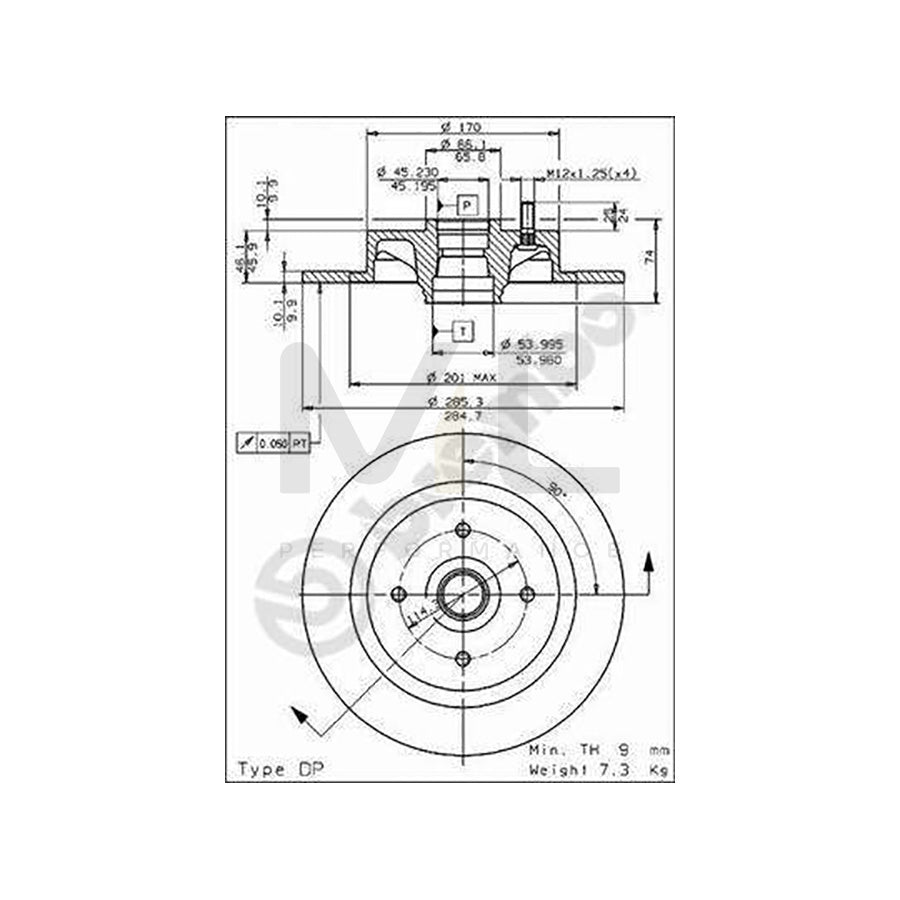 BREMBO 08.5051.10 Brake Disc Solid, without wheel bearing set | ML Performance Car Parts