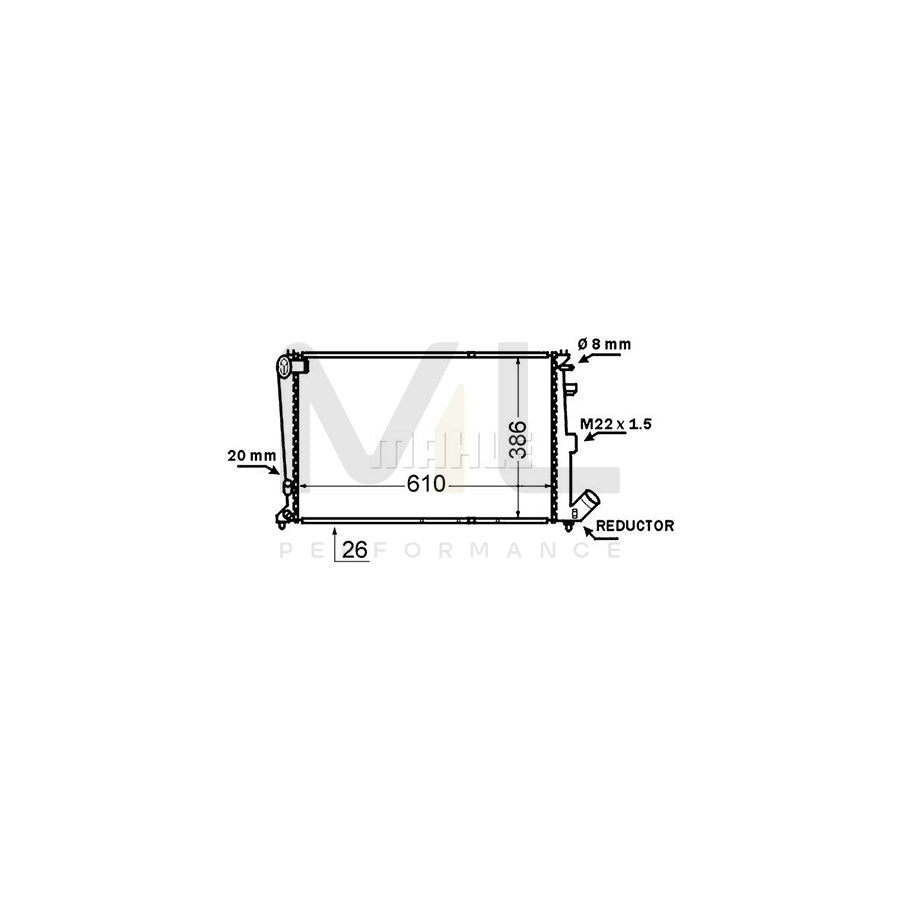 MAHLE ORIGINAL CR 1429 000S Engine radiator for CITRO��N XANTIA with accessories, with pipe socket, with screw, with seal ring, Mechanically jointed cooling fins | ML Performance Car Parts