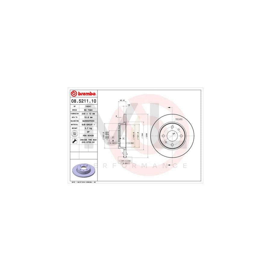 BREMBO 08.5211.10 Brake Disc for LADA SAMARA Solid, with bolts/screws | ML Performance Car Parts