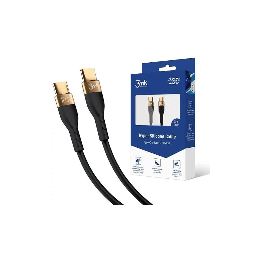 3MK Cable Hypersilicone Cable Usb-C 2M 100W Black