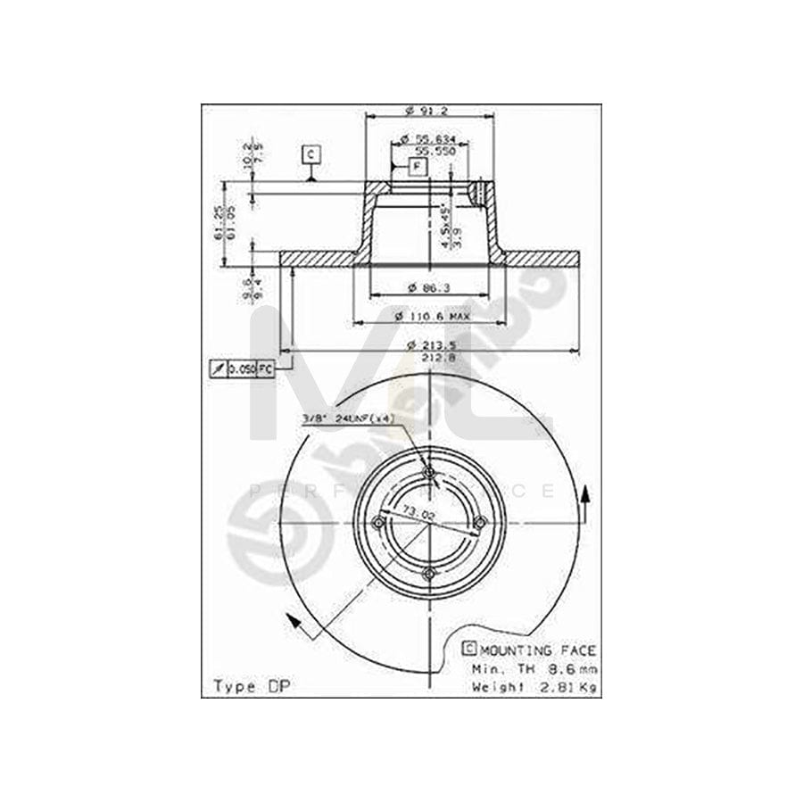 BREMBO 08.1980.20 Brake Disc for INNOCENTI Mini Hatchback Solid | ML Performance Car Parts
