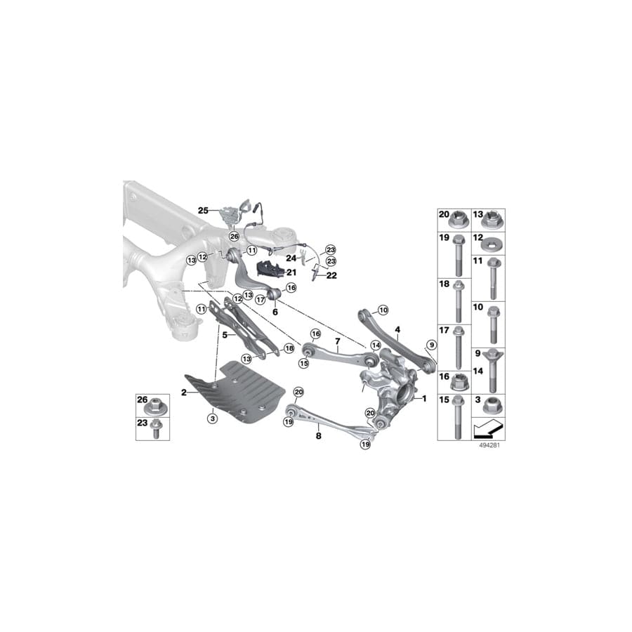 Genuine BMW 33306850561 G14 G15 Wheel Carrier, Left Rear (Inc. 840i, 840dX & M850iX) | ML Performance UK Car Parts