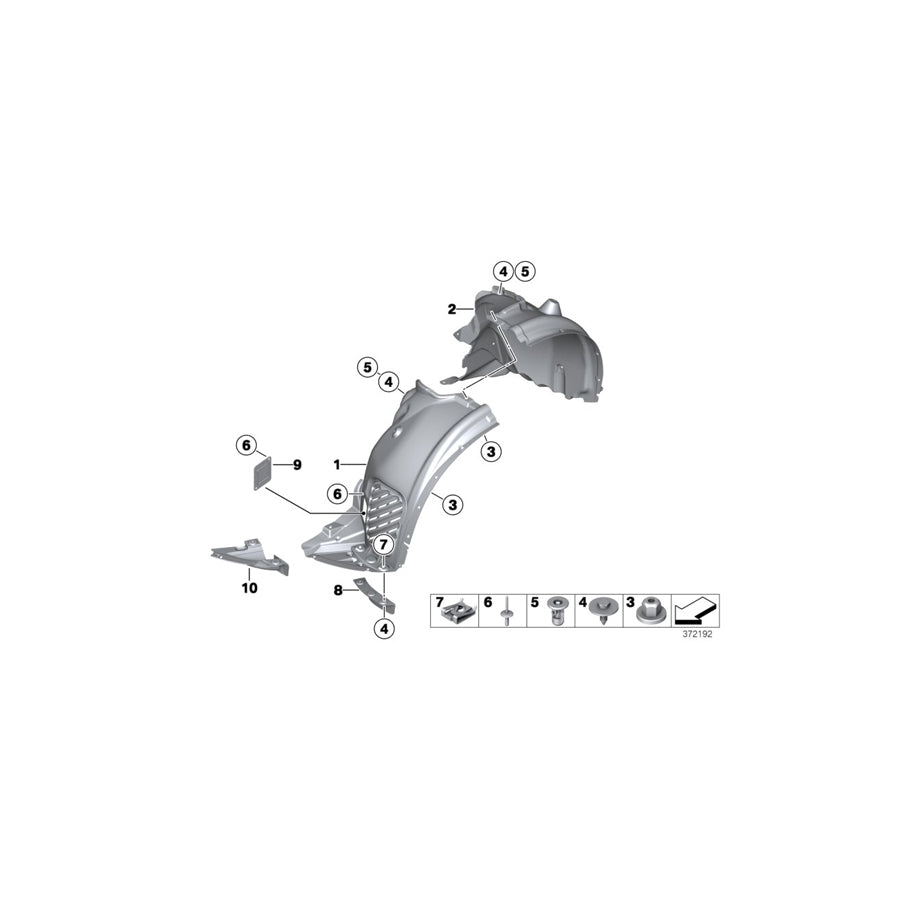 Genuine BMW 51717484140 F25 F26 Wheel Arch Cover, Front Section, Rgt Frt (Inc. X3 28dX, X3 20i & X4 20dX) | ML Performance UK