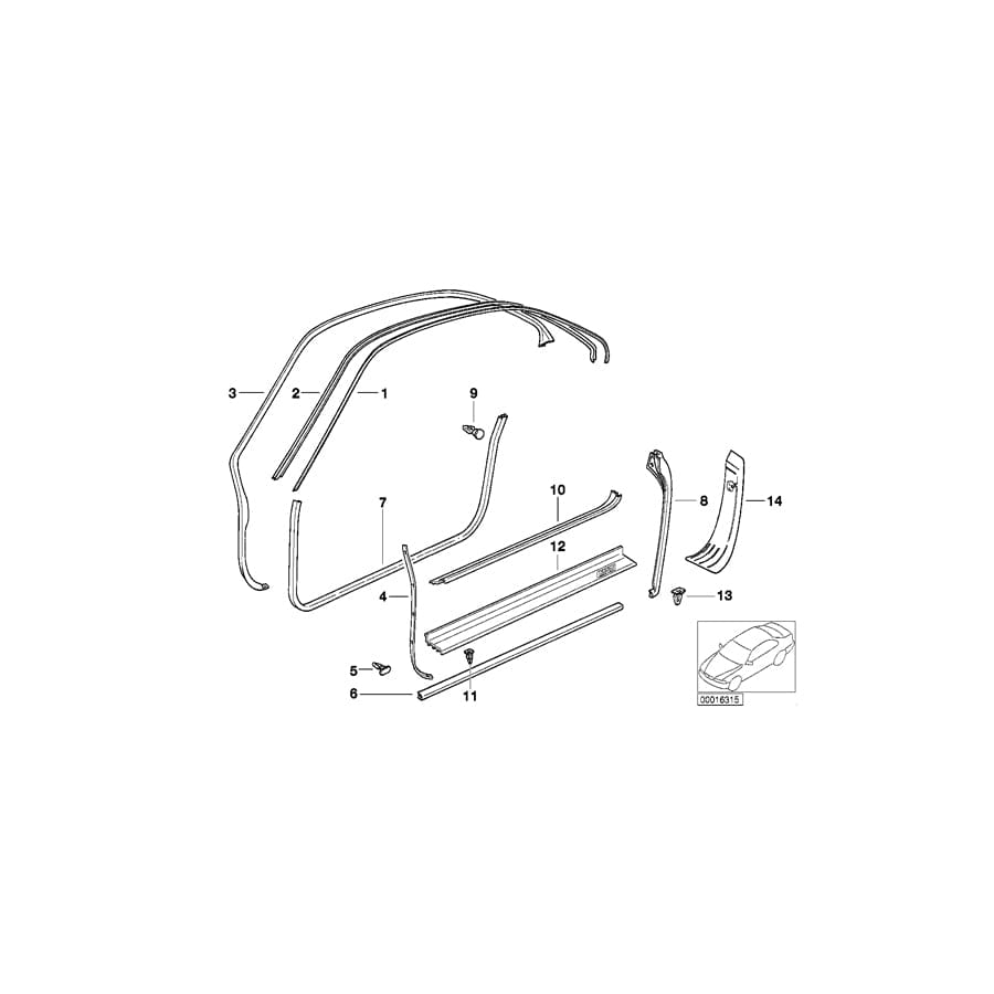 Genuine BMW 51478117294 E31 Sill Strip Right PERGAMENT DUNKL (Inc. 840i, 850Ci & 840Ci) | ML Performance UK Car Parts