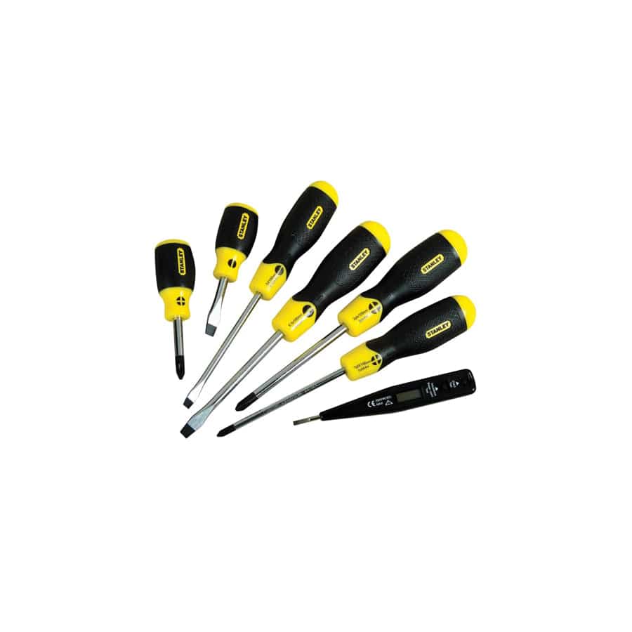 STANLEY® STA065009 Cushion Grip Screwdriver Set, 7 Piece/Voltage Tester | ML Performance UK