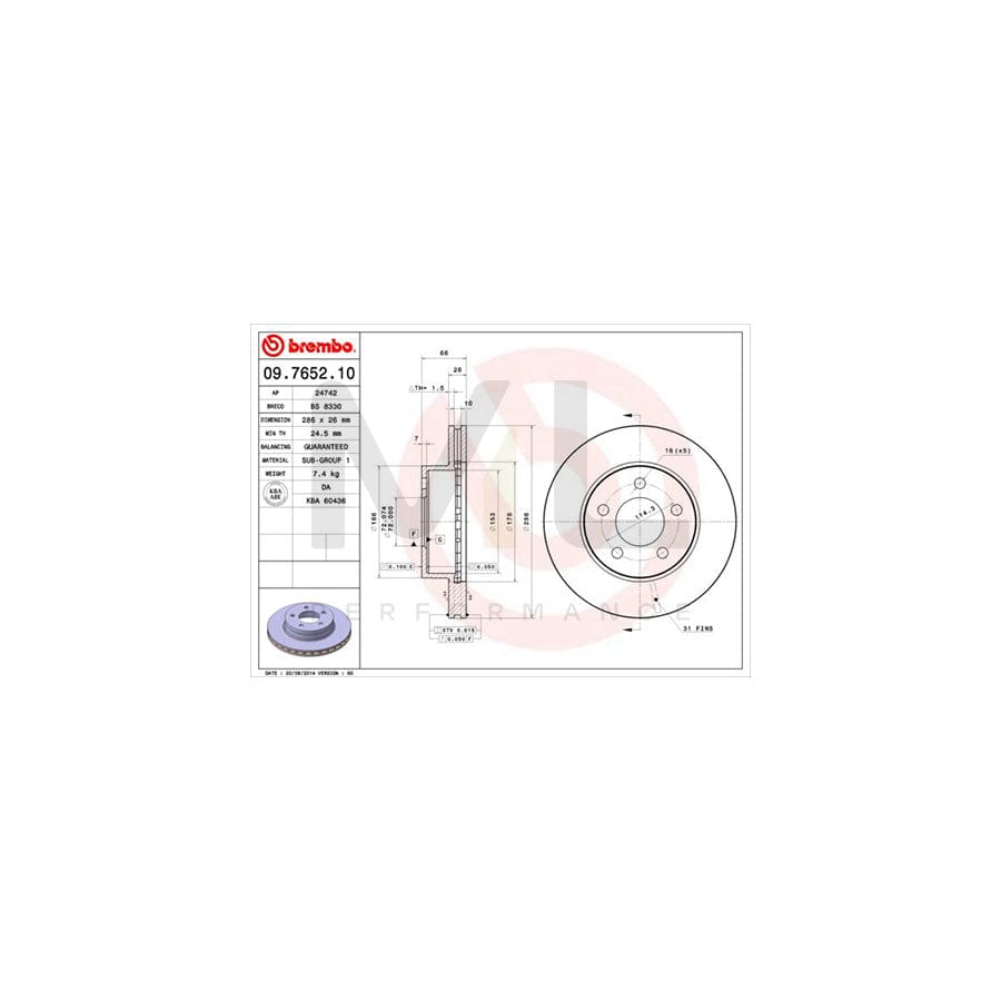 BREMBO 09.7652.10 Brake Disc for FORD USA EXPLORER Internally Vented | ML Performance Car Parts