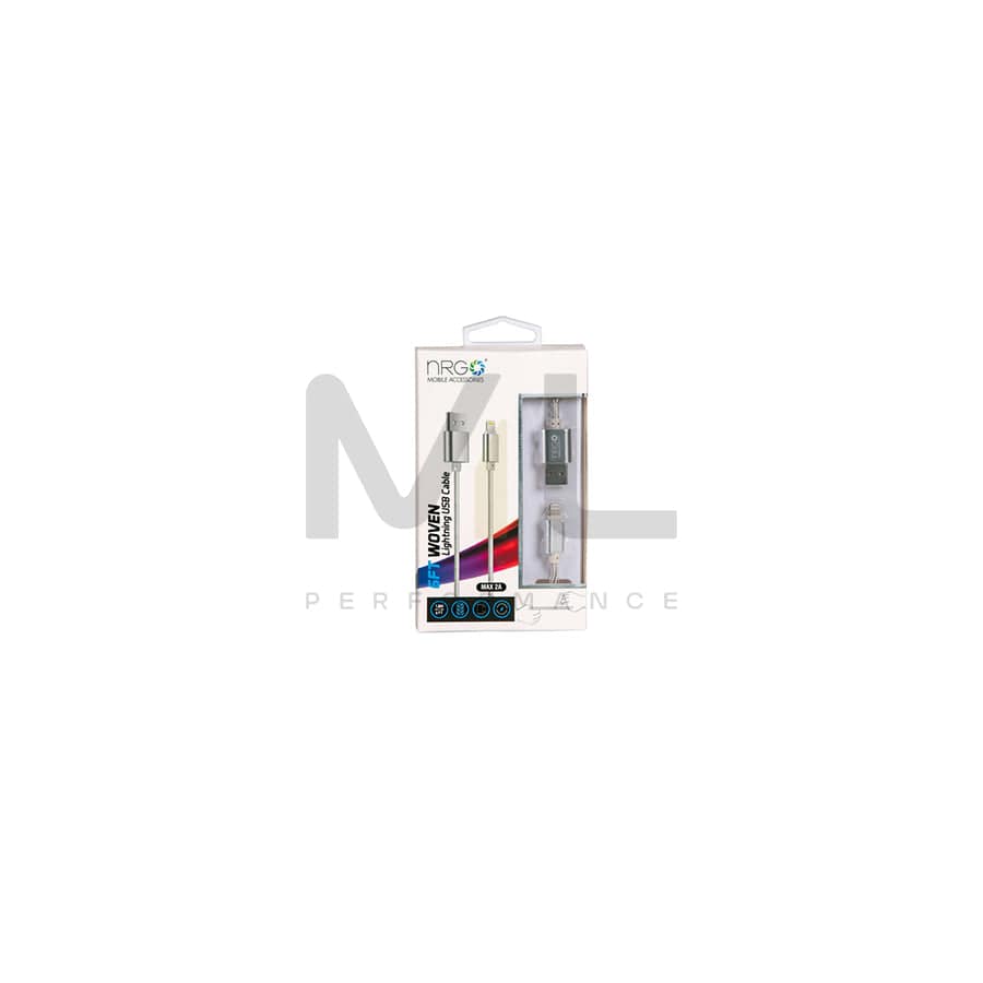 NRG 6ft Woven Lightning Charging/Sync Cable | ML Performance UK Car Parts