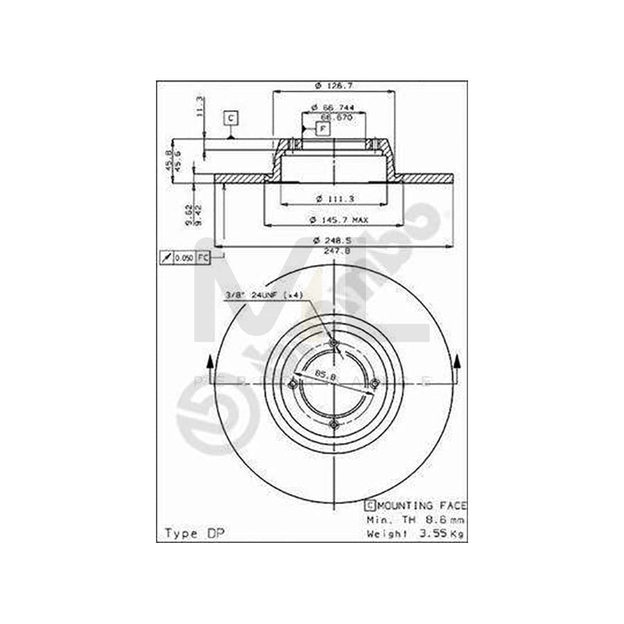 BREMBO 08.2462.10 Brake Disc Solid | ML Performance Car Parts