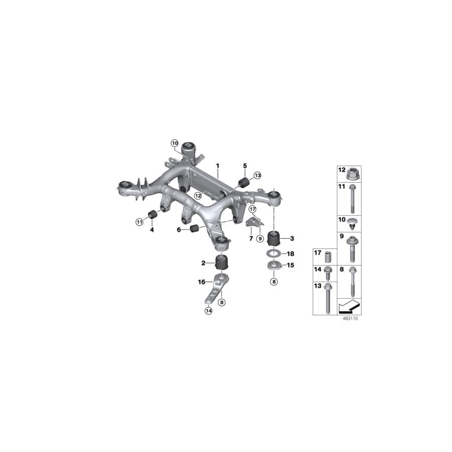 Genuine BMW 33306885928 G30 G12 Rubber Mounting Front (Inc. 530eX, 745eX & 530e) | ML Performance UK Car Parts