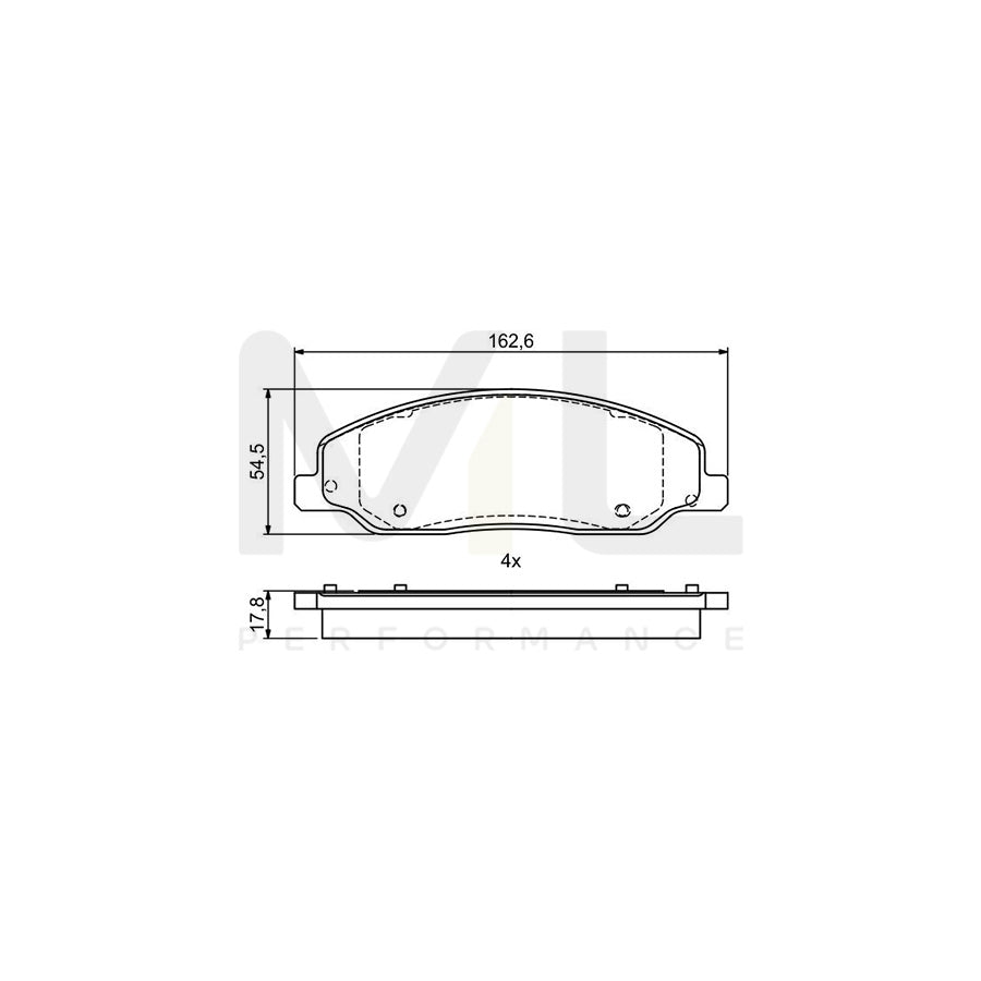 Bosch 0986495406 Brake Pad Set For Ford Usa Mustang With Anti-Squeak Plate, With Mounting Manual BP1779 | ML Performance Car Parts