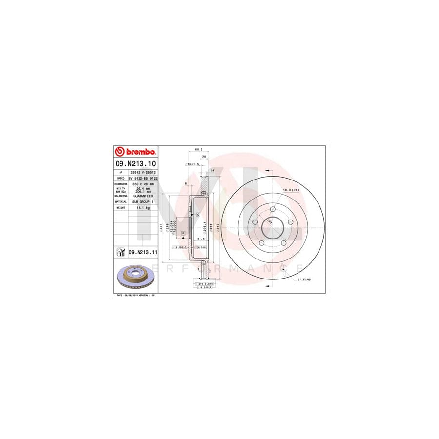 BREMBO COATED DISC LINE 09.N213.11 Brake Disc Internally Vented, Coated | ML Performance Car Parts