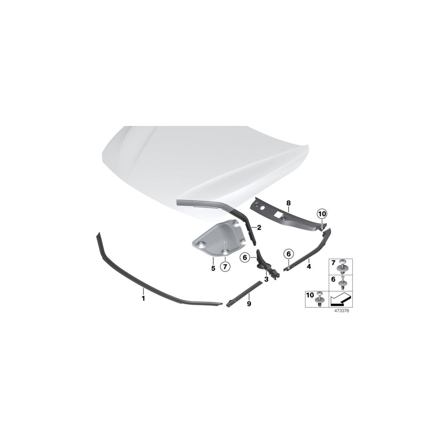 Genuine BMW 51767255803 F36 F33 Left Engine Hood Sealing (Inc. 318i, 328dX & 340iX) | ML Performance UK