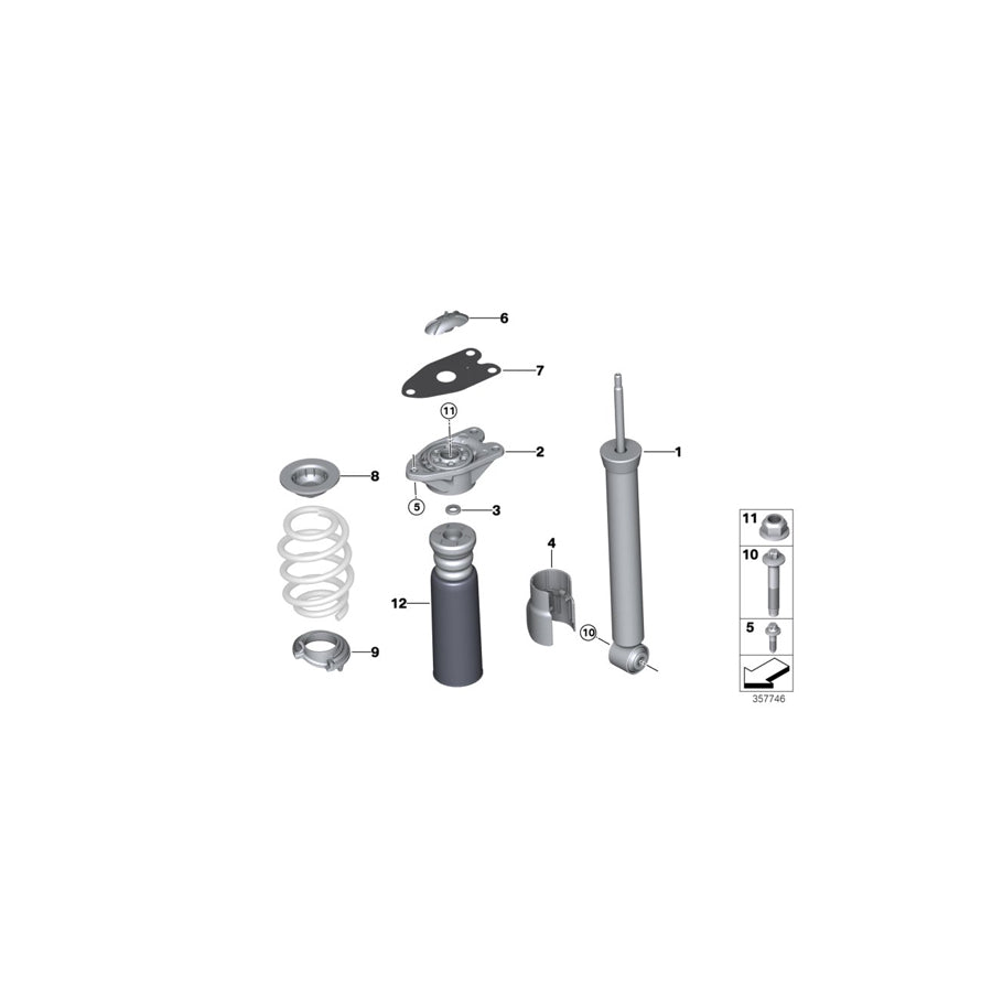 Genuine BMW 33506888463 F39 Shock Absorber, Rear (Inc. X2 18d, X2 20d & X2 20i) | ML Performance UK