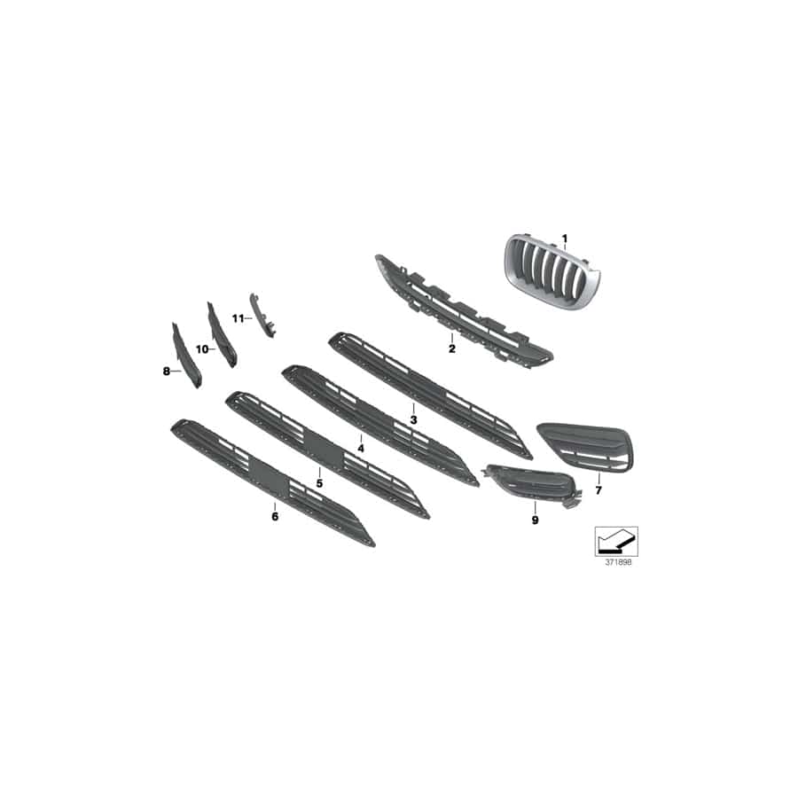 Genuine BMW 51117347969 F25 Grill, Center, Lower, Partially Closed ACC (Inc. X3 18d, X3 20dX & X3 20i) | ML Performance UK Car Parts