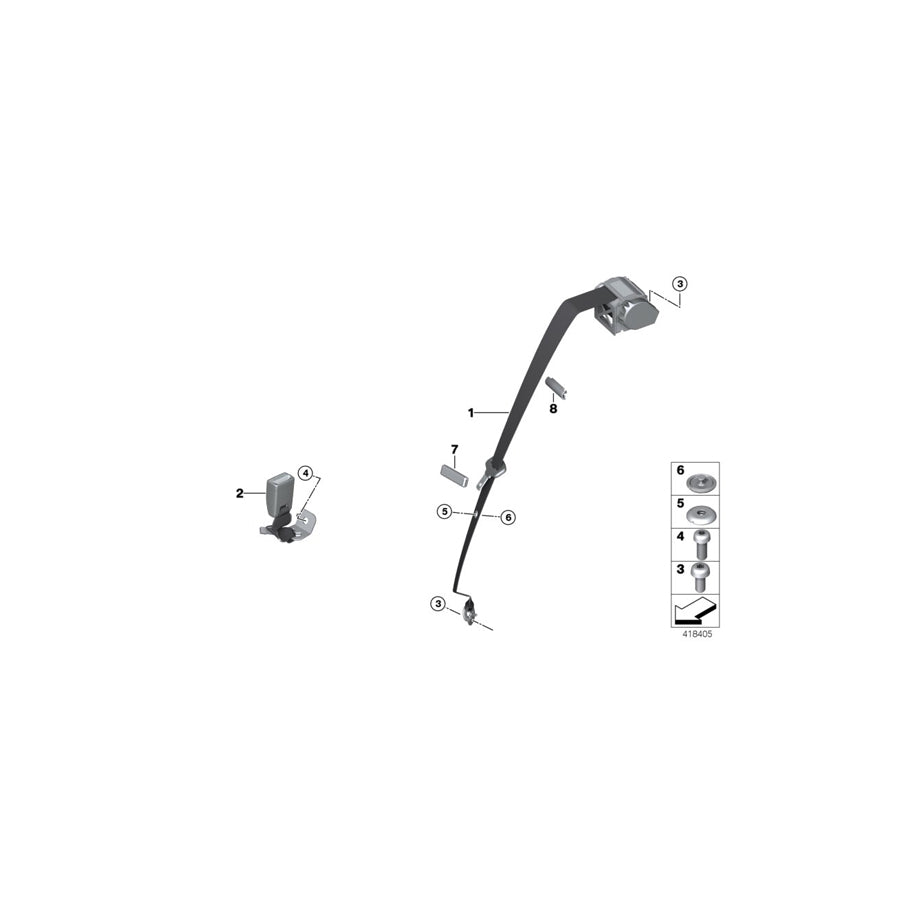 Genuine BMW 72118092862 F32 F22 F87 Upper Belt Rear Right M (Inc. 430i, M2 Competition & M2) | ML Performance UK