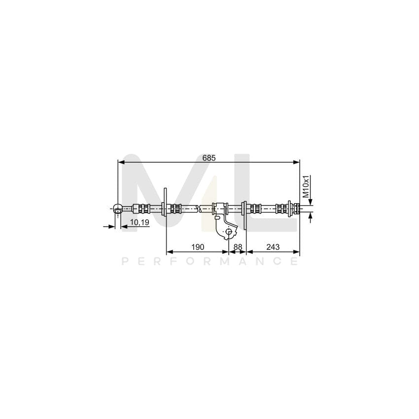 BOSCH 1 987 476 735 Brake Hose 675mm, M10x1 | ML Performance Car Parts