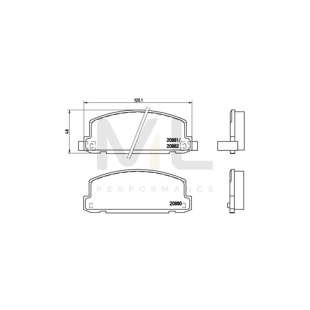 Brembo P 34 002 Brake Pad Set For Isuzu Gemini Hatchback (Jt) With Acoustic Wear Warning | ML Performance Car Parts