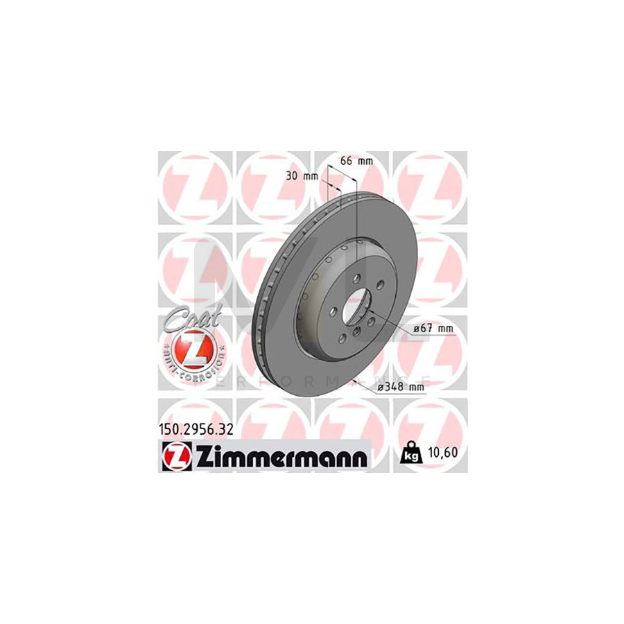 ZIMMERMANN 150.2956.32 Brake Disc Internally Vented, Two-piece brake disc, Coated, High-carbon | ML Performance Car Parts