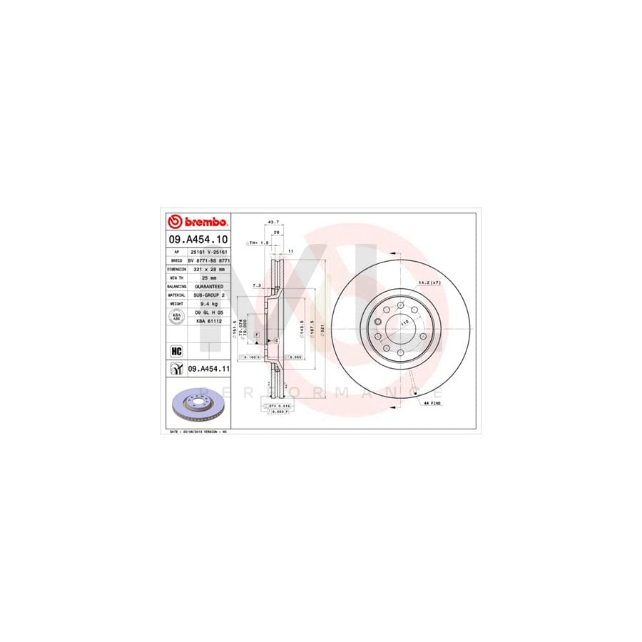 BREMBO COATED DISC LINE 09.A454.11 Brake Disc Internally Vented, Coated, High-carbon | ML Performance Car Parts