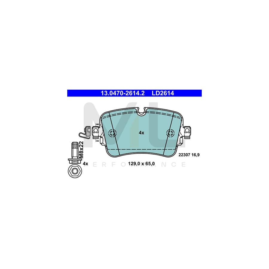 ATE 13.0470-2614.2 Brake pad set excl. wear warning contact, prepared for wear indicator, with brake caliper screws | ML Performance Car Parts