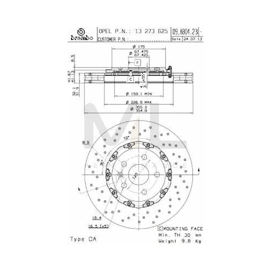 BREMBO TWO-PIECE FLOATING DISCS LINE 09.A804.23 Brake Disc Perforated / Vented, Two-piece brake disc, Coated, High-carbon, with bolts/screws | ML Performance Car Parts