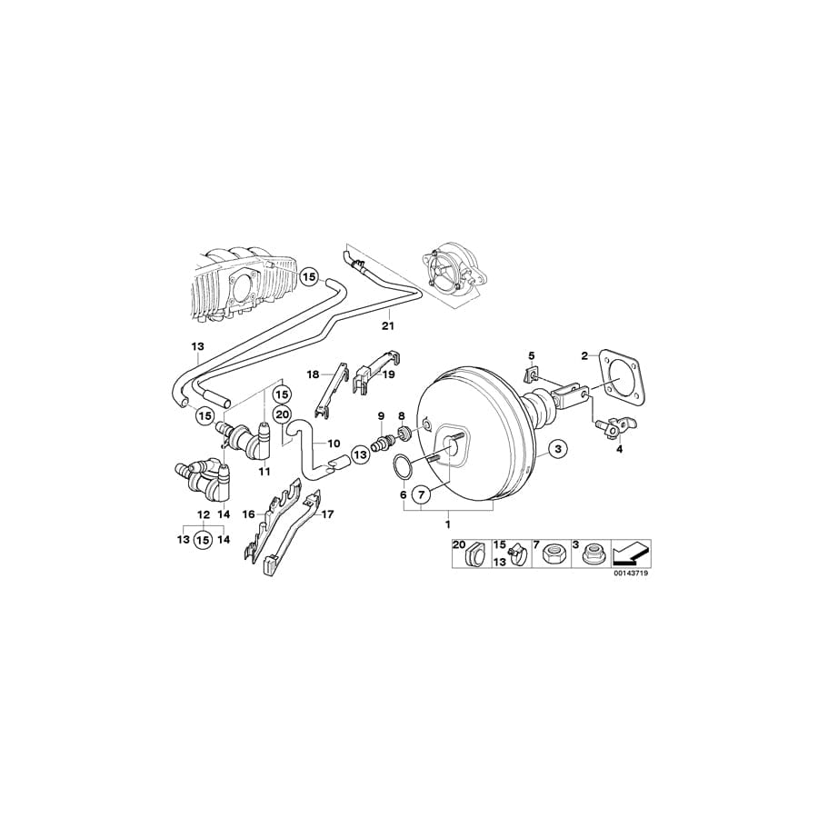 Genuine BMW 34331164124 E39 Vacuum Pipe (Inc. 540i, 535i & 540iP) | ML Performance UK Car Parts