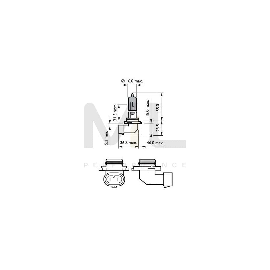 PHILIPS 9006WVUB1 Bulb, spotlight HB4 12V 51W P22d Halogen | ML Performance Car Parts