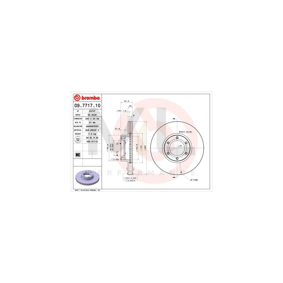 BREMBO 09.7717.10 Brake Disc Internally Vented | ML Performance Car Parts