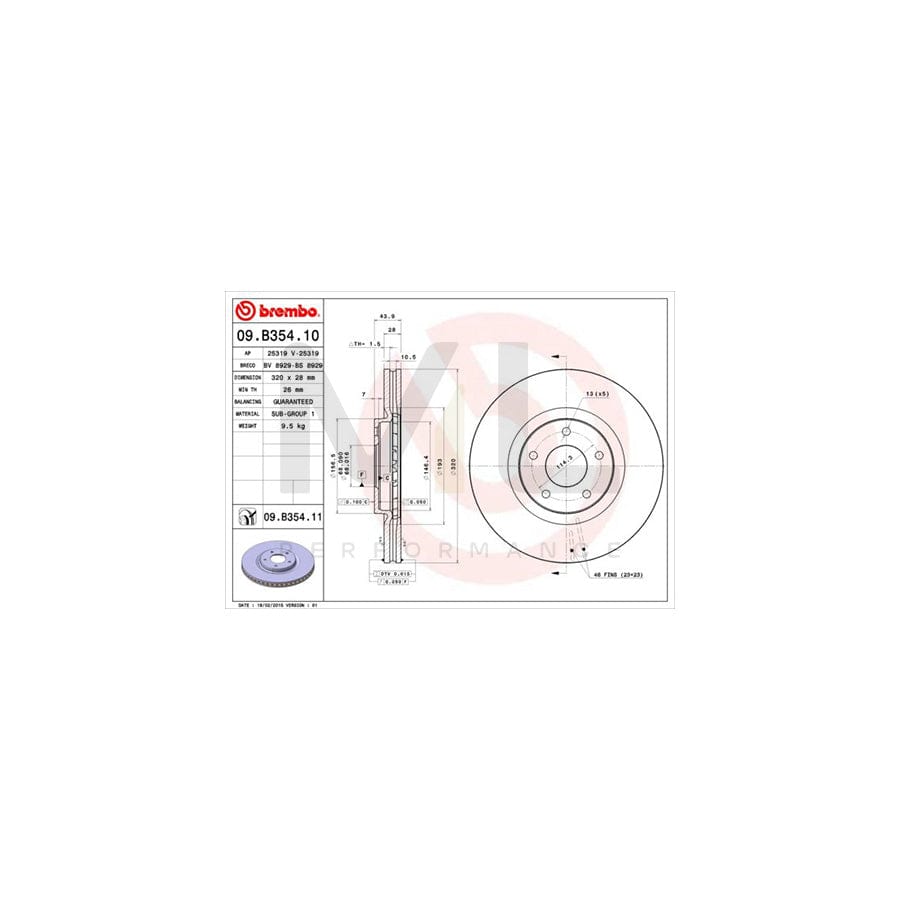 BREMBO 09.B354.10 Brake Disc Internally Vented | ML Performance Car Parts