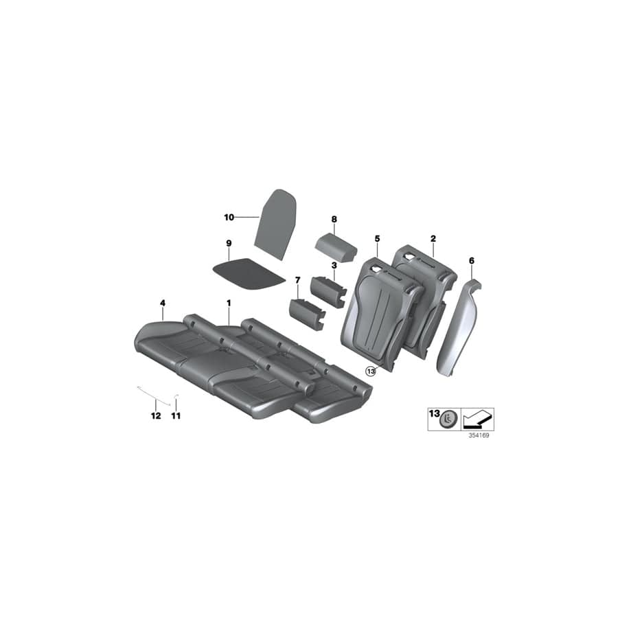 Genuine BMW 52208061979 M Cover, Backrest, Perforated Leather, Lft SCHWARZ (Inc. & X6 M) | ML Performance UK Car Parts