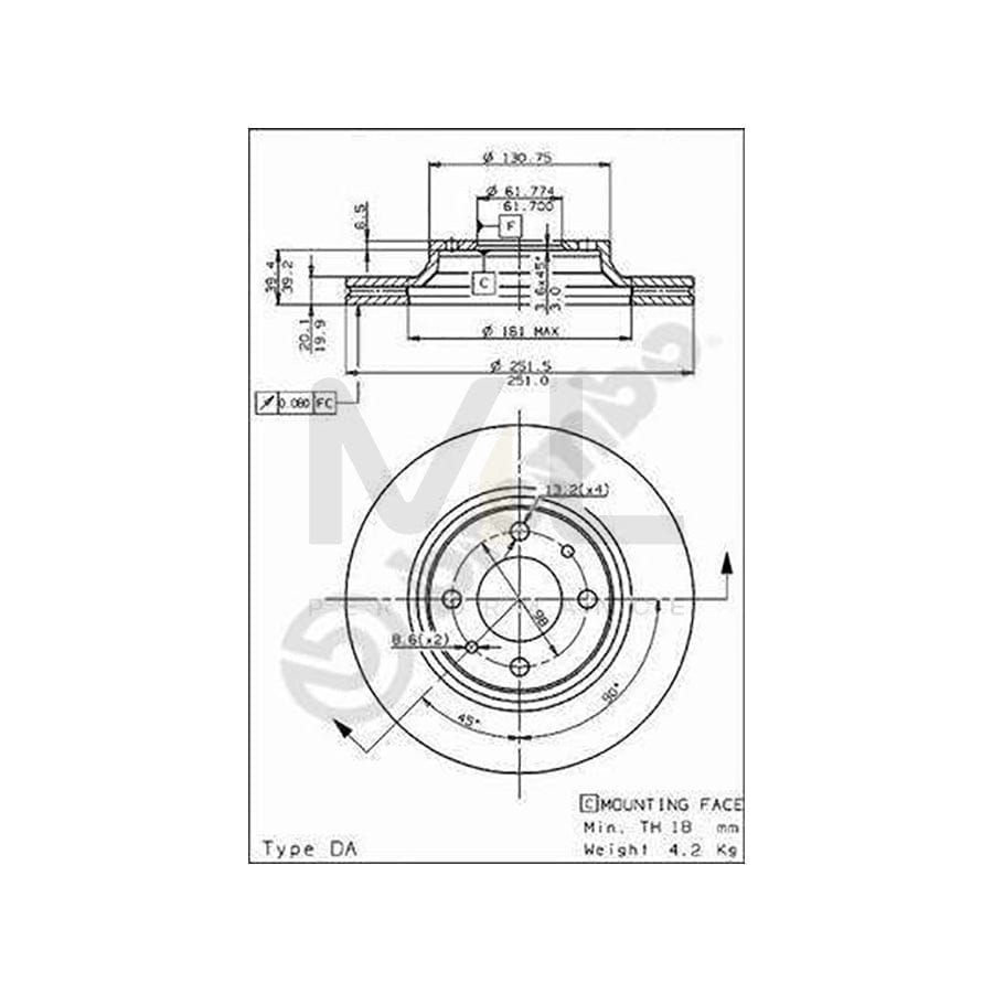 BREMBO 09.5307.10 Brake Disc Internally Vented | ML Performance Car Parts