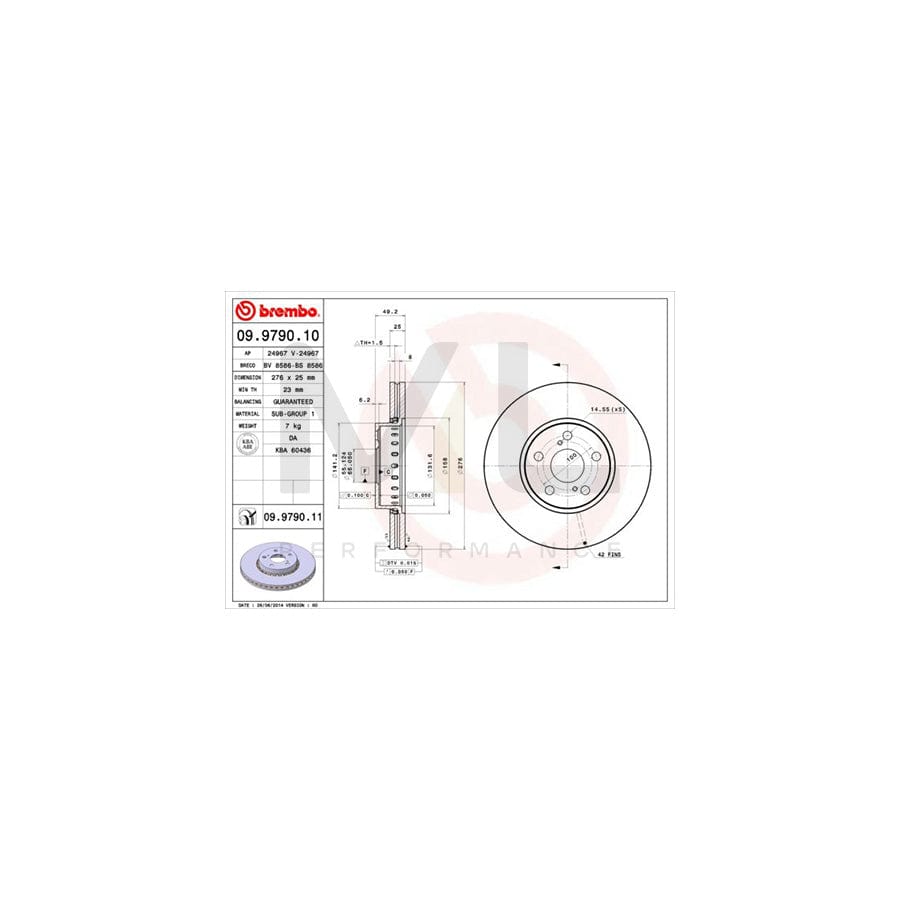 BREMBO 09.9790.10 Brake Disc for TOYOTA AVENSIS Internally Vented | ML Performance Car Parts