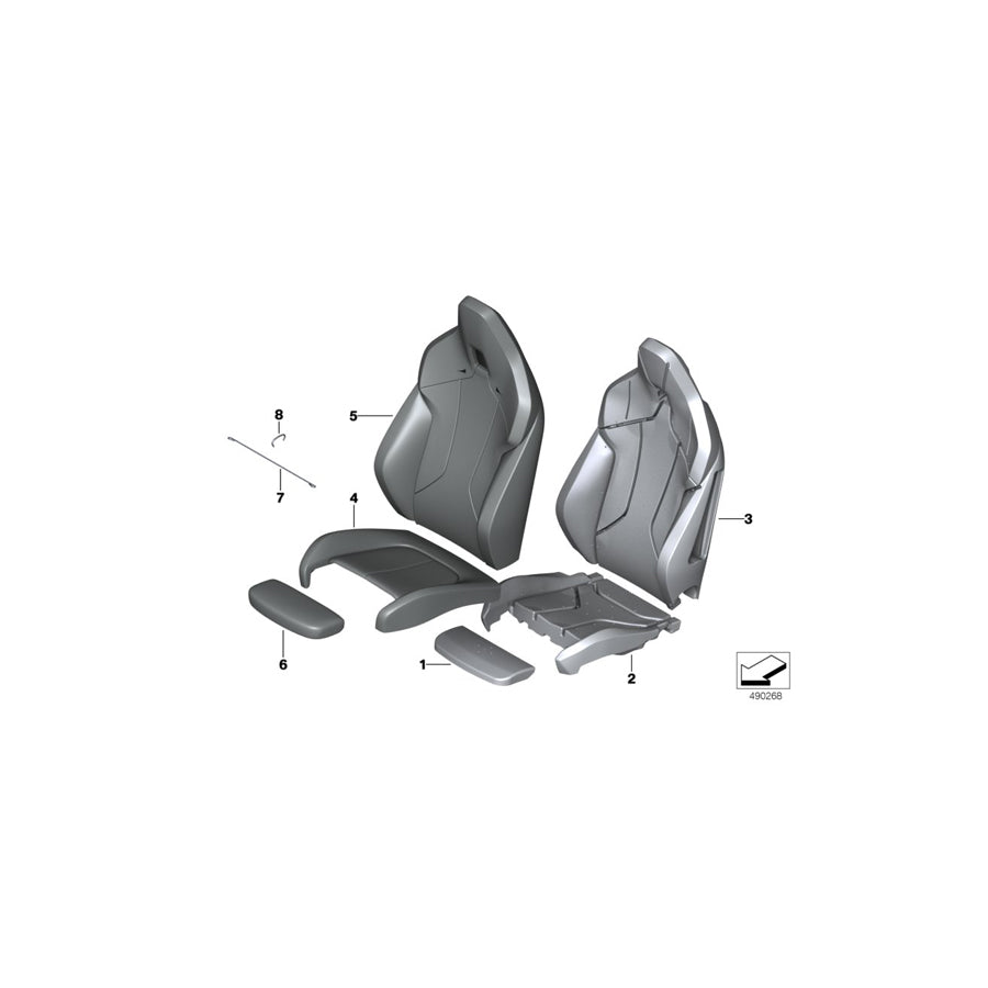 Genuine BMW 52107942051 F44 F39 F40 Cover Thigh Support Leather MAGMAROT (Inc. X2 25iX, X2 18dX & X2 M35iX) | ML Performance UK