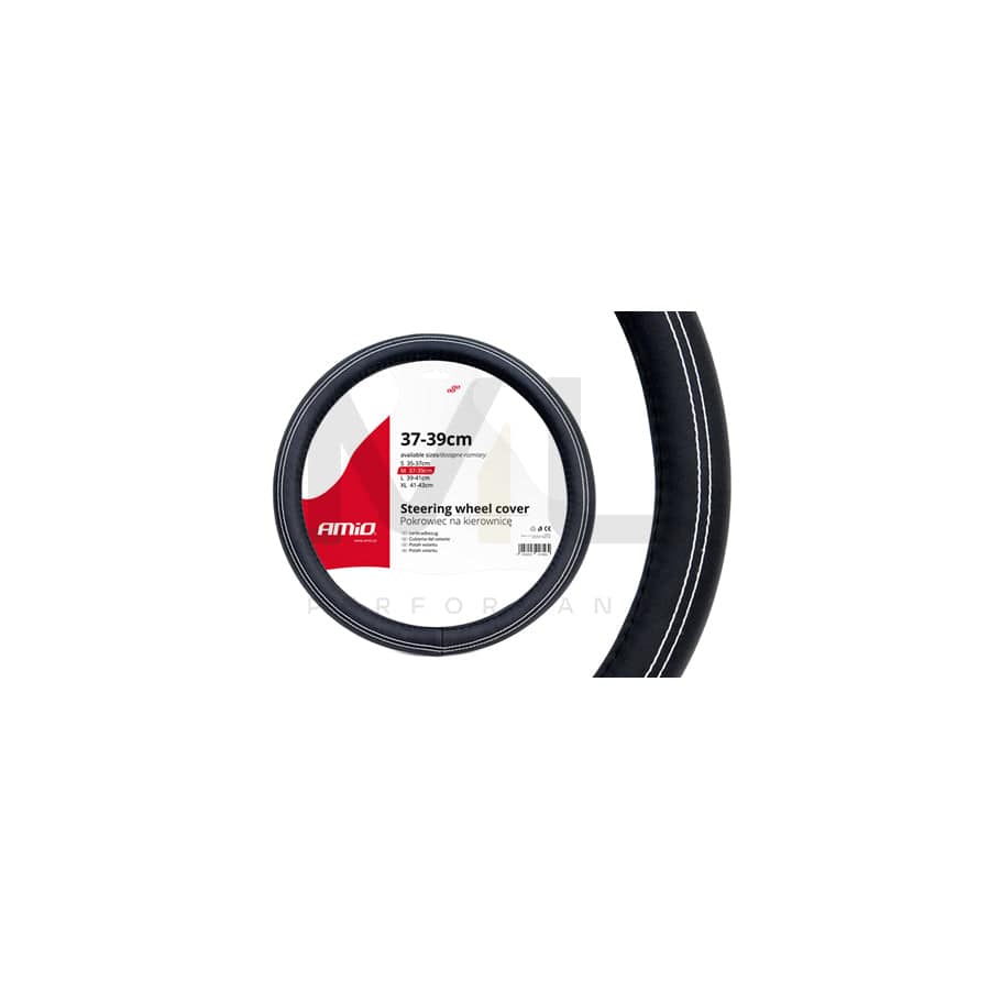 AMiO SWC-15 01380 Steering wheel cover Black, White, Ø: 37-39cm, Leatherette | ML Performance Car Parts