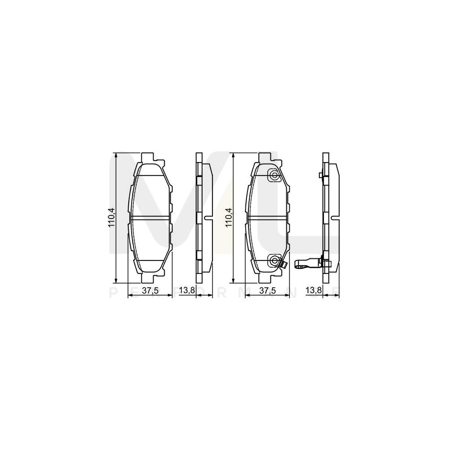Bosch 0986495119 Brake Pad Set With Acoustic Wear Warning, With Mounting Manual BP1541 | ML Performance Car Parts