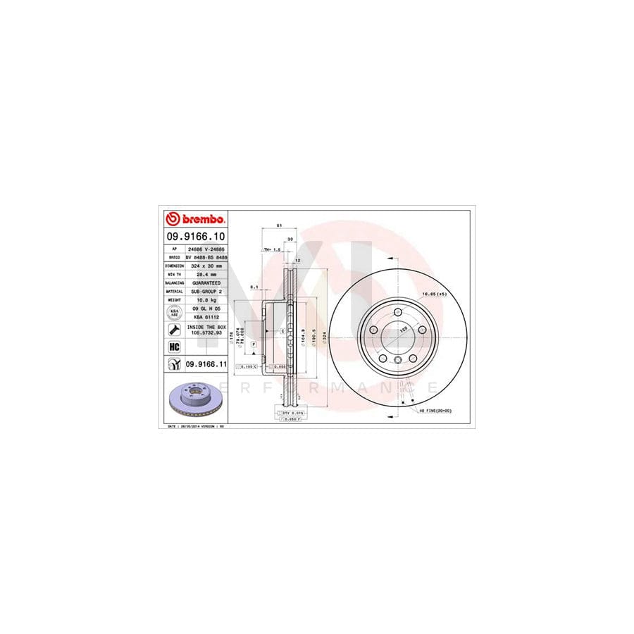 BREMBO 09.A285.10 Brake Disc Internally Vented | ML Performance Car Parts