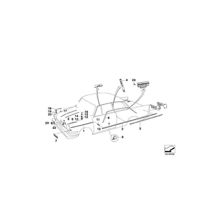 Genuine BMW 51135001705 Molding, Side Panel, Front Left (Inc. 700LS, 700 & 700L) | ML Performance UK