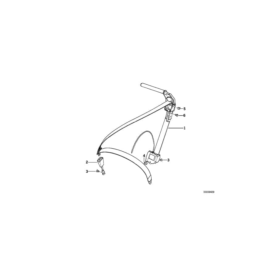 Genuine BMW 72118108724 E31 Upper Belt Front Right W.Black Covering PERGAMENT (Inc. & 850Ci) | ML Performance UK Car Parts