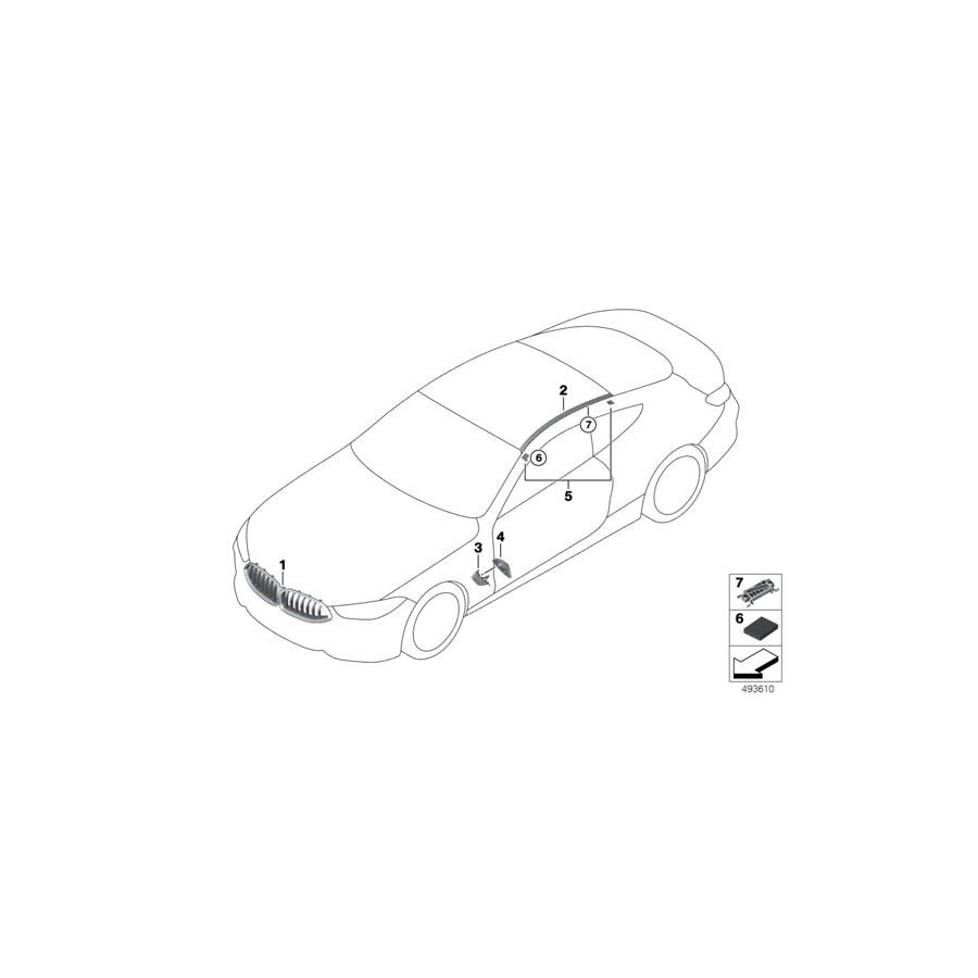 Genuine BMW 51139465758 F93 G16 Roof Trim Strip Primed Right (Inc. M850iX, 840i & 840iX) | ML Performance UK