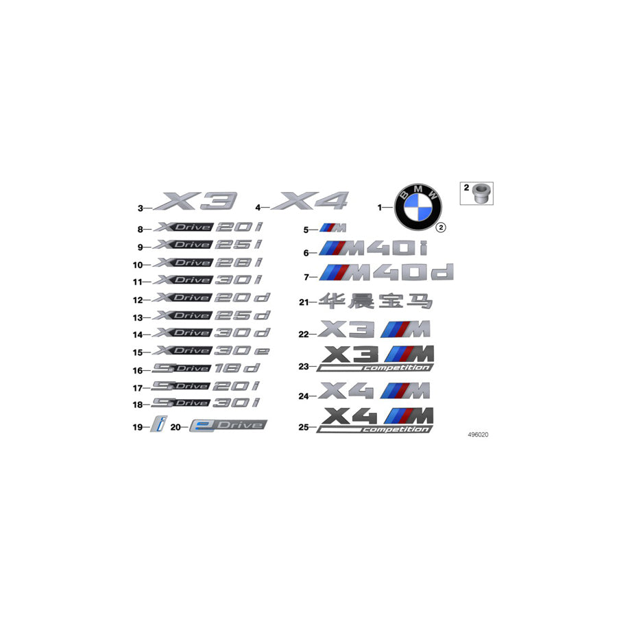 Genuine BMW 51148737327 G01 G02 Label X DRIVE 20D (Inc. X3 20dX & X4 20dX) | ML Performance UK