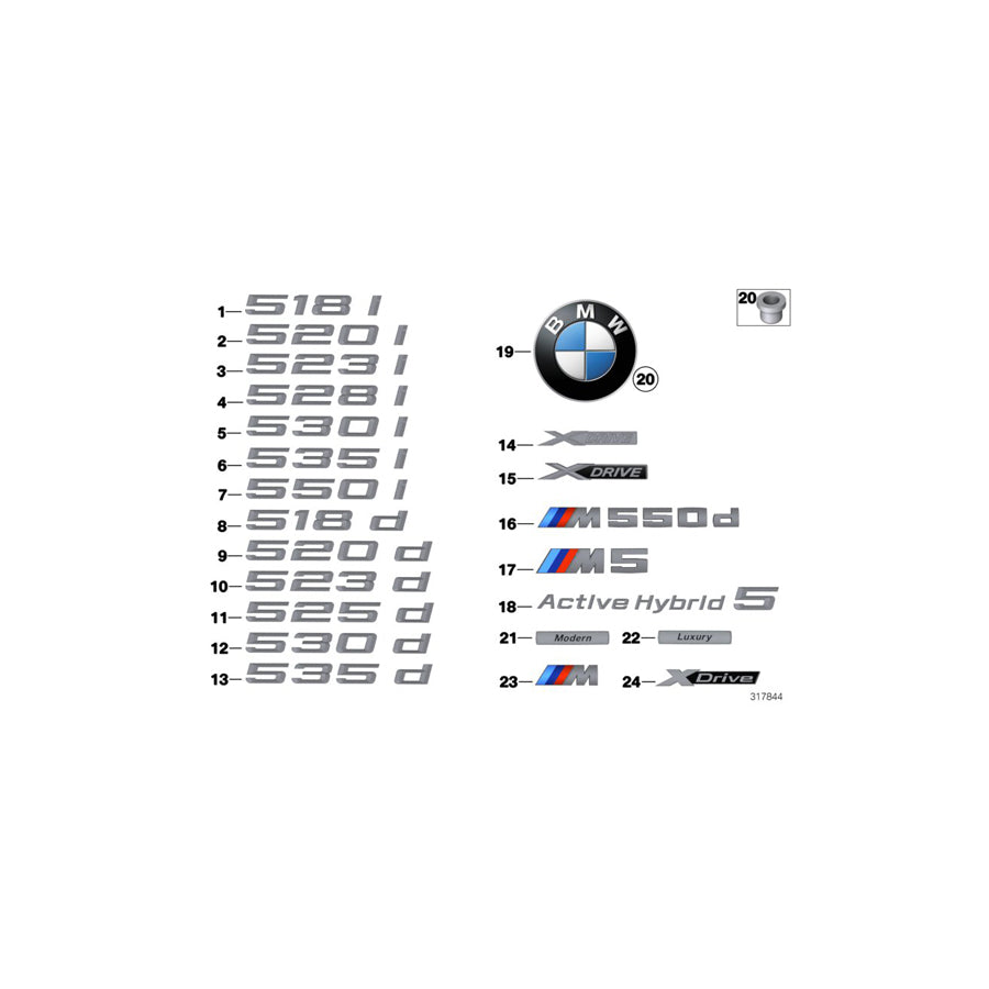 Genuine BMW 51147346530 Rear Lettering ACTIVE HYBRID 5 (Inc. Hybrid 5) | ML Performance UK